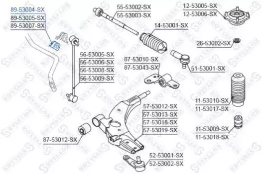втулка стабилизатора переднего центральная!\ KIA Sephia 1.6 94-97 89-53004-SX STELLOX