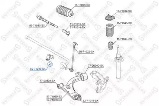 втулка стабилизатора переднего центральная!\ Mazda 2 DY all 03> 89-71033-SX STELLOX