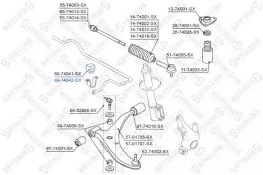 втулка стабилизатора переднего центральная!\ Nissan Almera 1.4GX/1.6SLX 95-00/200SX 93> 89-74042-SX STELLOX