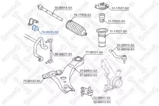 втулка стабилизатора переднего центральная!\ Toyota Camry ACV3#/MCV30 01> 79-00005-SX STELLOX