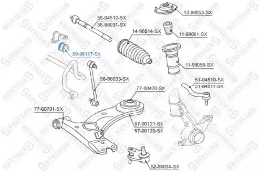 втулка стабилизатора переднего центральная!\ Toyota RAV 4 ACA2#/CLA2#/ZCA2# 00> 89-98117-SX STELLOX