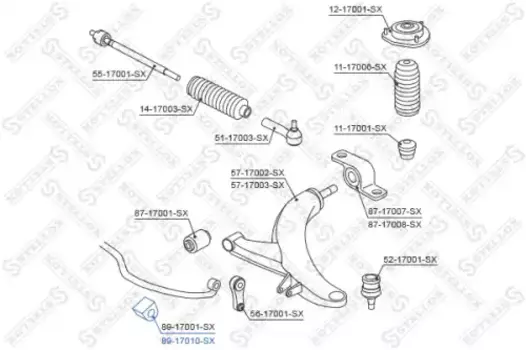 втулка стабилизатора переднего! d20\ Subaru Legacy B11 94-98 89-17010-SX STELLOX