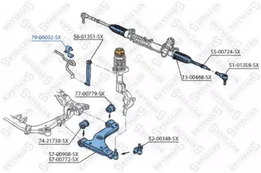 втулка стабилизатора переднего! d23\ Opel Zafira all 99> 79-00092-SX STELLOX