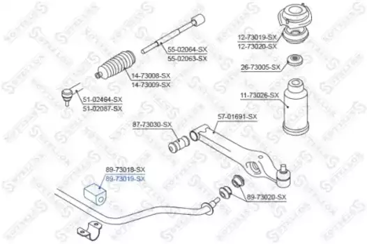 втулка стабилизатора переднего!\ Daewoo Matiz 98> 89-73019-SX STELLOX