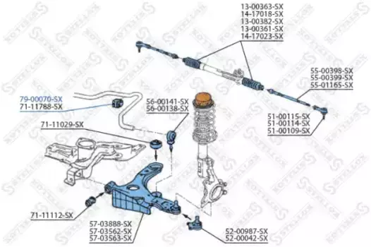 втулка стабилизатора переднего левая! d22.7\ VW Passat 88-96 79-00070-SX STELLOX