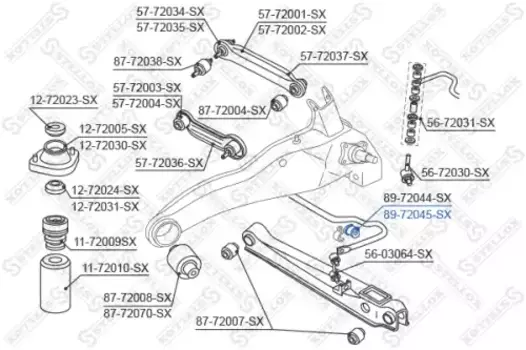 втулка стабилизатора заднего центральная! d16\ Mitsubishi Carisma DA1A-DA5A 99> 89-72045-SX STELLOX