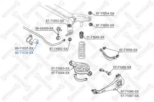 втулка стабилизатора заднего центральная!\ Mazda 6 GG all 03> 89-71038-SX STELLOX