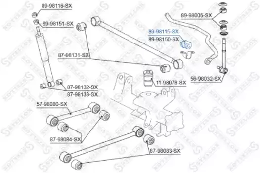 втулка стабилизатора заднего центральная!\ Toyota 4 Runner 95-02/LandCruiser #ZJ95 96> 89-98115-SX STELLOX