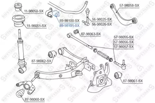 втулка стабилизатора заднего центральная!\ Toyota Avensis AT25# 03> 89-98101-SX STELLOX