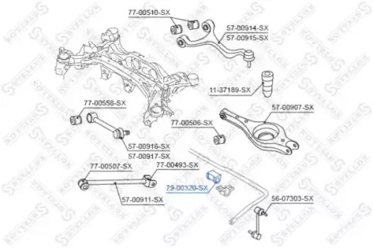 втулка стабилизатора заднего!\ Hyundai Santa FE II/IX55 all 06>, Kia Sorento all 09> 79-00320-SX STELLOX