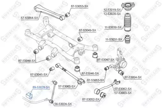 втулка стабилизатора заднего!\ KIA Sportage 4WD 04> 89-53029-SX STELLOX