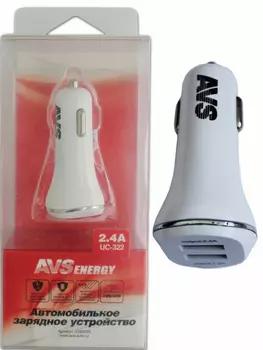 зарядное устройство автомобильное!usb порта 2,4а\ A78020S AVS
