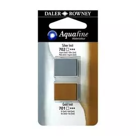 Акварель Daler-Rowney "AQUAFINE" в кюветах, 2 шт, серебро/золото