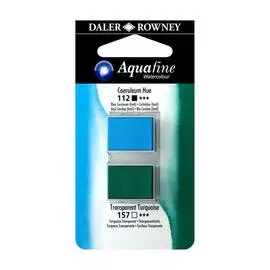 Акварель Daler-Rowney "AQUAFINE" в кюветах, 2 шт, синий художественный/бирюзовый