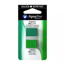 Акварель Daler-Rowney "AQUAFINE" в кюветах, 2 шт, виридан/цвет зелёной листвы