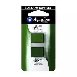 Акварель Daler-Rowney "AQUAFINE" в кюветах, 2 шт, зелёная крушина/зелёный оливковый