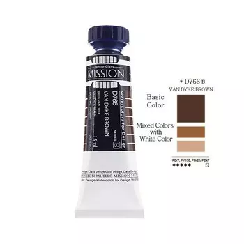 Акварель Mijello "Mission White" 15 мл D766 Ван Дайк коричневый