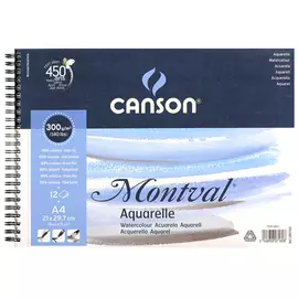 Альбом для акварели на спирали Canson "Montval" Fin 21х29,7 см 12 л 300 г