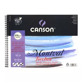 Альбом для акварели на спирали Canson "Montval" Torchon 24х32 см 12 л 270 г