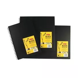 Альбом для эскизов на спирали Derwent "Black Book" Портрет А4 40 л 200 г черная бумага