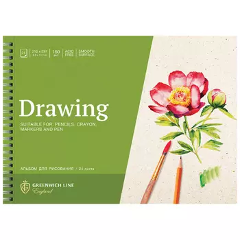 Альбом для рисования на гребне Greenwich Line "Botanical. Peony" А4 24 л 160 г