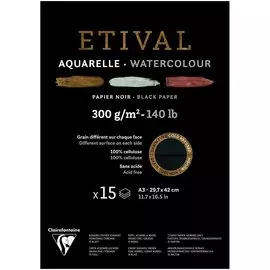 Альбом-склейка для акварели Clairefontaine "Etival" Torchon 29,7х42 см 15 л 300 г, черная бумага