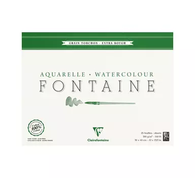 Альбом-склейка для акварели Clairefontaine "Fontaine" Torchon 30х40 см 25 л 300 г 100% хлопок