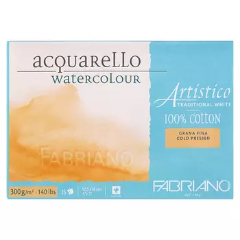 Альбом-склейка для акварели Fabriano "Artistico" Фин 12,5x18 см 25 л 300 г 100% хлопок, хол. пресс
