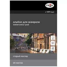 Альбом-склейка для акварели Гамма "Старый Мастер" А3 20л 300г, среднее зерно 100% хлопок