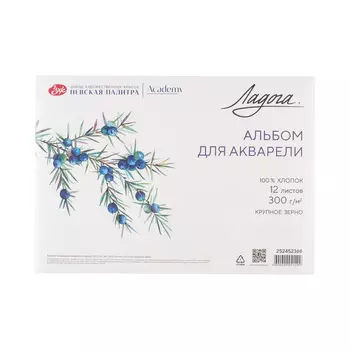 Альбом-склейка для акварели "Ладога" 12 л 300 г, 100% хлопок, крупное зерно