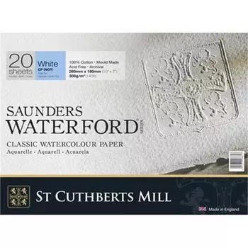 Альбом-склейка для акварели Saunders Waterford C.P. среднее зерно 36х26 см 20 л 300 г белый