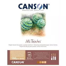 Альбом-склейка для пастели Canson "Mi-Teintes" 32х41 см 20 л 160 г, BROWN