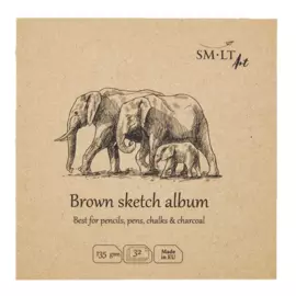 Альбом SMLT Layflat Brown 14х14 см 32 л 135 г, серая бумага