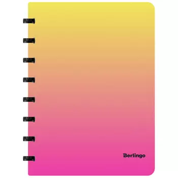 Бизнес-тетрадь в клетку на кольцах Berlingo "Radiance" А5+ 80 л 80 г, пластик. Обложка желт./роз.