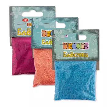 Блестки декоративные "Decola" размер 0,3 мм, 20 г, алый радужный