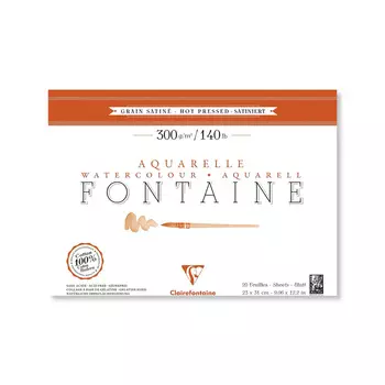 Блок-склейка бумаги для акварели Clairefontaine "FONTAINE" 23*31 см 20л 300 г, 100% хлопок, гор.пре