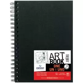 Блокнот для эскизов на спирали Canson "One" 14х21,6 см 80 л 100 г твердая обложка, черная