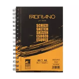 Блокнот для эскизов на спирали Fabriano "Schizzi" А5 60 л 90 г., по длин. стор.