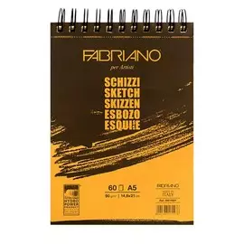 Блокнот для эскизов на спирали Fabriano "Schizzi" А5 60 л 90 г, по кор. стор.