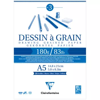 Блокнот для черчения Clairefontaine "Dessin a Grain" А5 30 л 180 г цвет белый