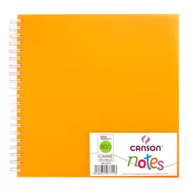 Блокнот для графики на спирали Canson "Notes" 18,5х18,5 см 50 л 120 г, обложка пластик. оранжевая