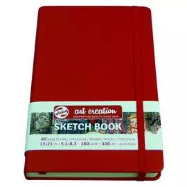 Блокнот для зарисовок Art Creation 13х21 см 80 л 140 г, твердая обложка, красный