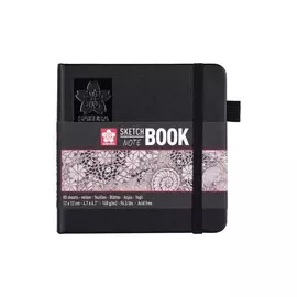 Блокнот для зарисовок Sakura 12х12 см 80 л 140 г, твердая обложка, черный