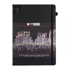 Блокнот для зарисовок Sakura 21х30 см 80 л 140 г черная бумага, твердая обложкая черный