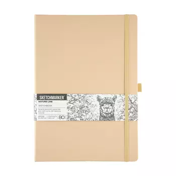 Блокнот для зарисовок Sketchmarker 21*29,7 см 80 л 140 г, твердая обложка Благородный беж