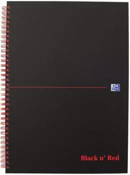 Блокнот в клетку OXFORD Black n Red A4 70 л двойная спираль твердая обложка