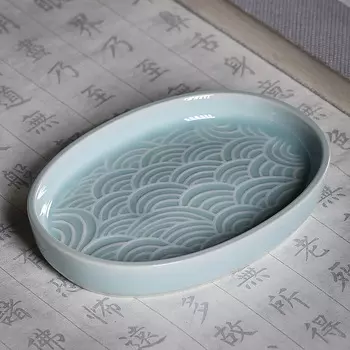 Блюдечко для туши "Морская волна" цвет: бледно-голубой