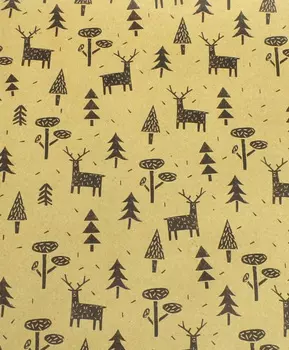 Бумага упаковочная "Новогодние Олени" крафт 70х100 см
