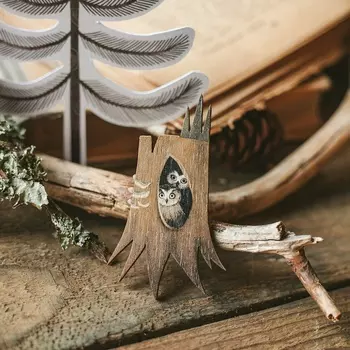 Деревянная брошка Дворникова А. "Совята"