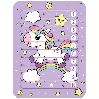 Деревянный пазл - палочки ТРИ СОВЫ "Единорог", 10 деталей на подложке, фанера, ХДФ